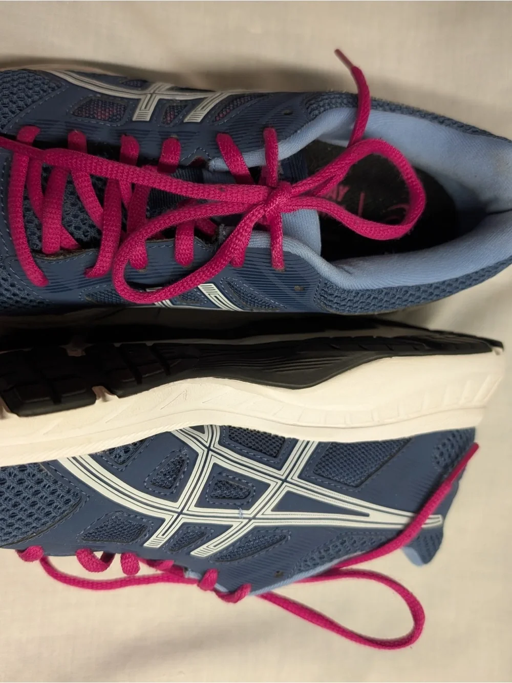 Asics Women’s Athletic Shoes in Blue with Pink Laces